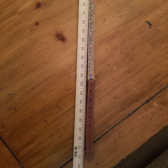 Women's Vintage Leather and Jute Bohemian Colorful Belt Sz M Western Boho - Picture 12 of 12